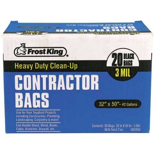 20 Contractor Trash Bags 42 Gallons 32 x 50 3 Mil Thick Heavy