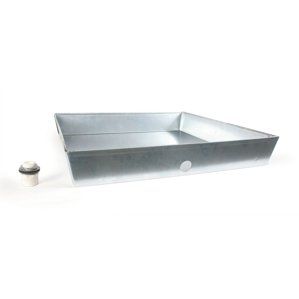 24 x 24” x 2 Square Water Heater Drain Pan with 1 Adapter